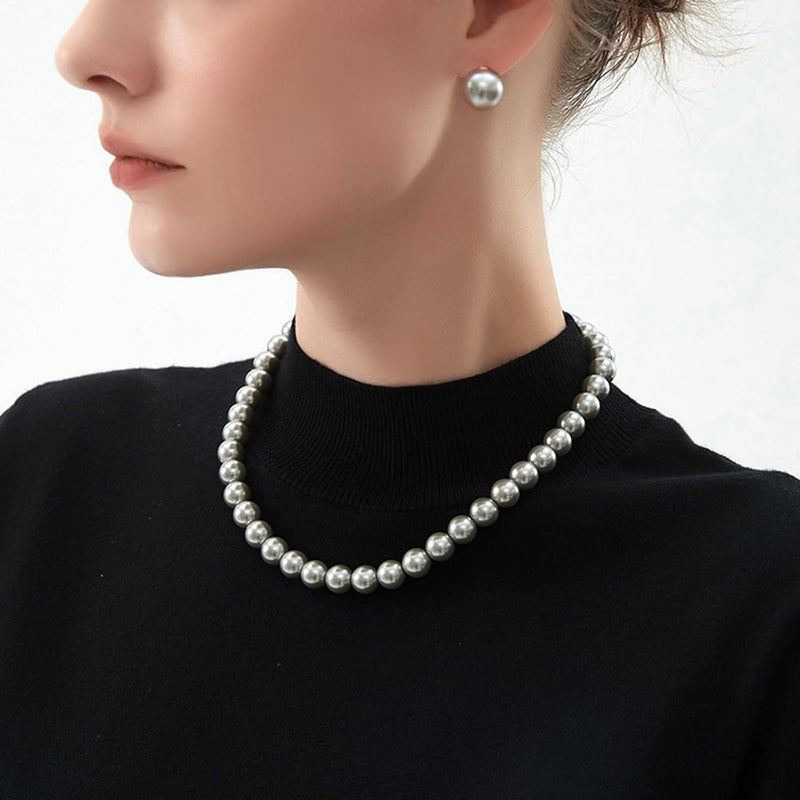 Zeffy Pearl Necklace 4MM/6MM/8MM Dainty Round Imitation Pearl Choker Necklace Wedding Pearl Necklace Delicate Jewelry for Women Simple Bridesmaid Jewelry Gifts - Image 5
